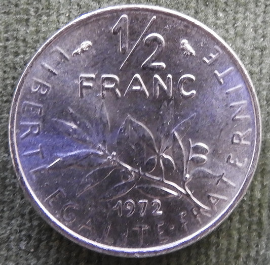 French 1972 1/2 Franc Coin - Circulated