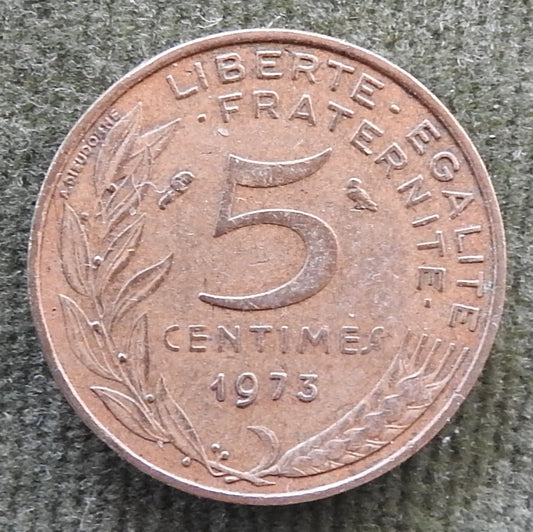French 1973 5 Centimes Coin
