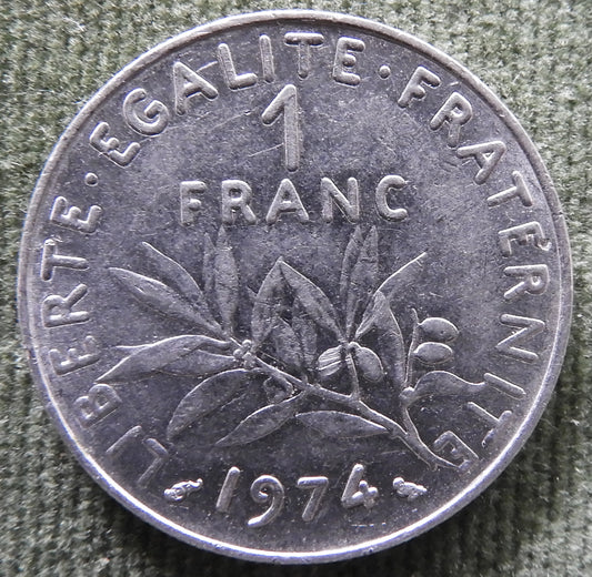 French 1974 1 Franc Coin - Circulated