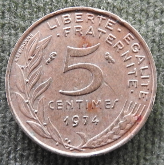 French 1974 5 Centimes Coin - Circulated