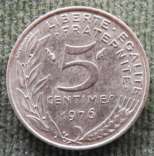 French 1976 5 Centimes Coin - Circulated