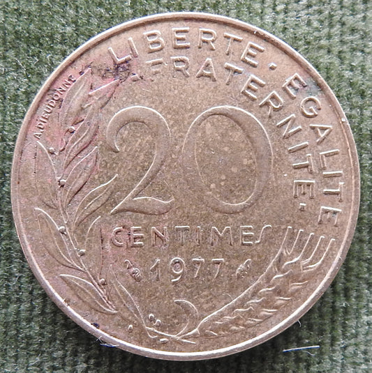 French 1977 20 Centimes Coin - Circulated