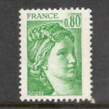 France 1977 0.80 Franc Green Sabine Stamp