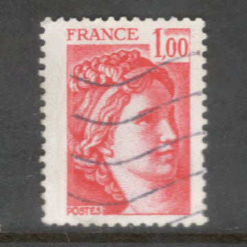 France 1977 1.00 Franc Red Sabine Stamp