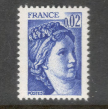 France 1978 0.02 Franc Blue Sabine Stamp
