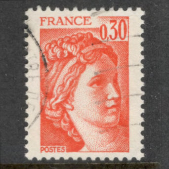 France 1978 0.30 Franc Orange Red Sabine Stamp