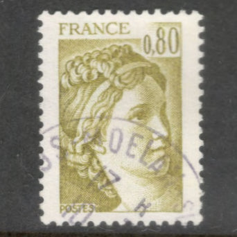 France 1978 0.80 Franc Olive Green Sabine Stamp