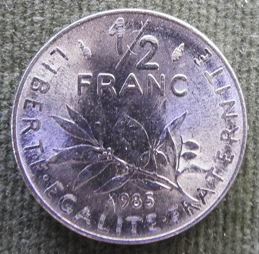 French 1985 1/2 Franc Coin - Circulated
