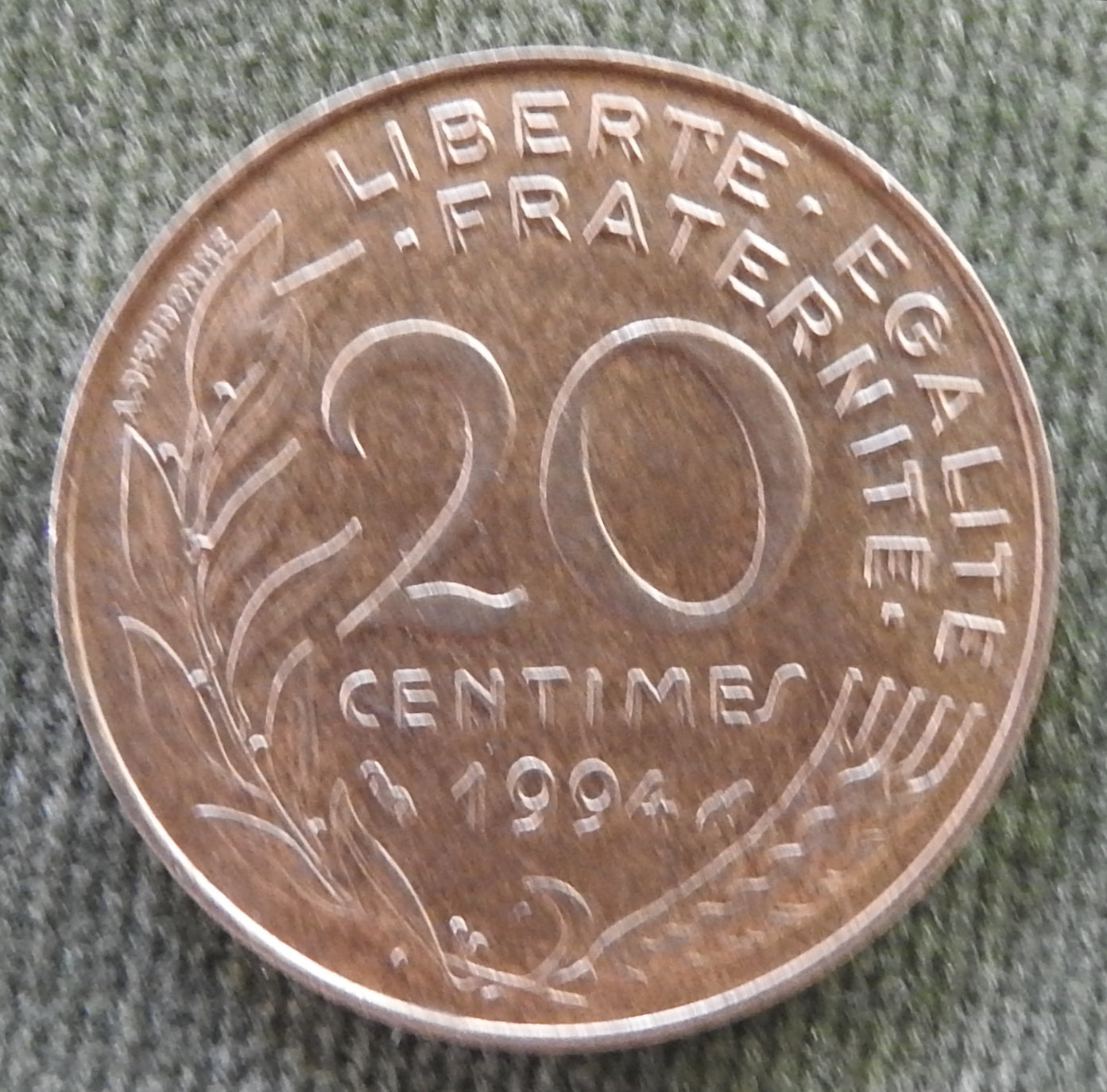 French 1994 20 Centimes Coin