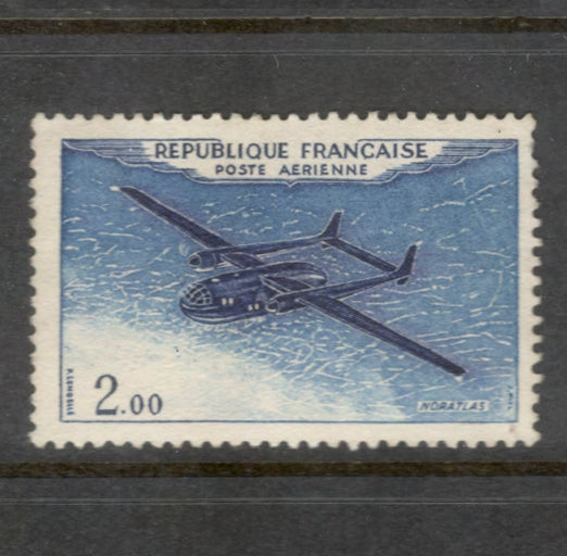 France 1954 200 Franc Noratlas Airplane Blue/Bluish Purple Airmail Stamp