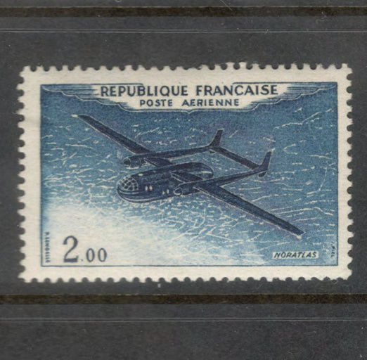 France 1954 200 Franc Noratlas Airplane Blue/Bluish Purple Airmail Stamp