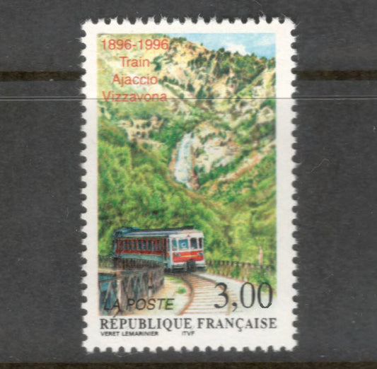France 1996 3.00 Franc 100th Anniversary of the Ajaccio-Vizzavona Railway Multicoloured Stamp