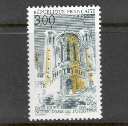 France 1996 3.00 Franc The Fourviére Church Multicoloured Stamp