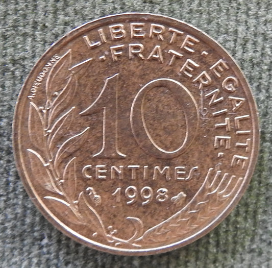 French 1998 10 Centimes Coin