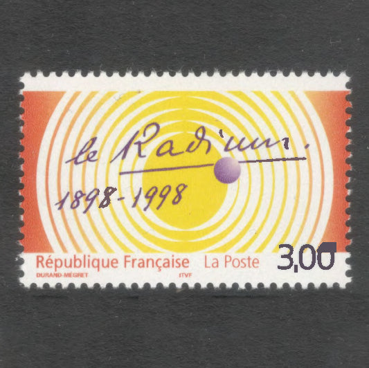 France 1998 3.00 Franc 100th Anniversary of the Discovery of Radium by Pierre and Marie Curie Multicoloured Stamp