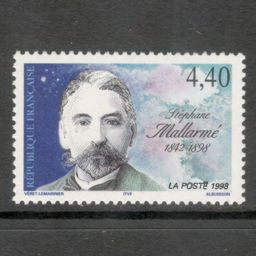 France 1998 4.40 Franc 100th Anniversary of the Death of Stéphane Mallarme Poet Multicoloured Stamp