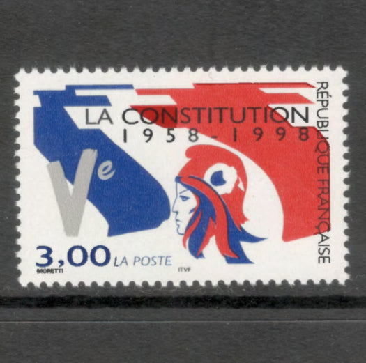 France 1998 3.00 Franc 40th Anniversary of the French Constitution Multicoloured Stamp