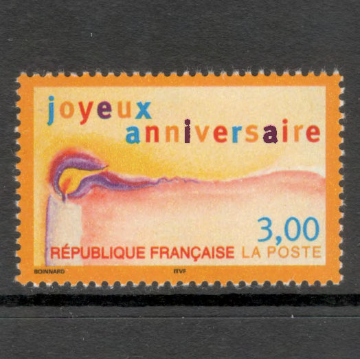 France 1998 3.00 Franc Birth Anniversary Greeting Stamp Multicoloured Stamp