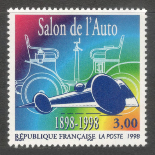 France 1998 3.00 Franc 100th Anniversary of the International Automobile Exhibition in Paris Multicoloured Stamp