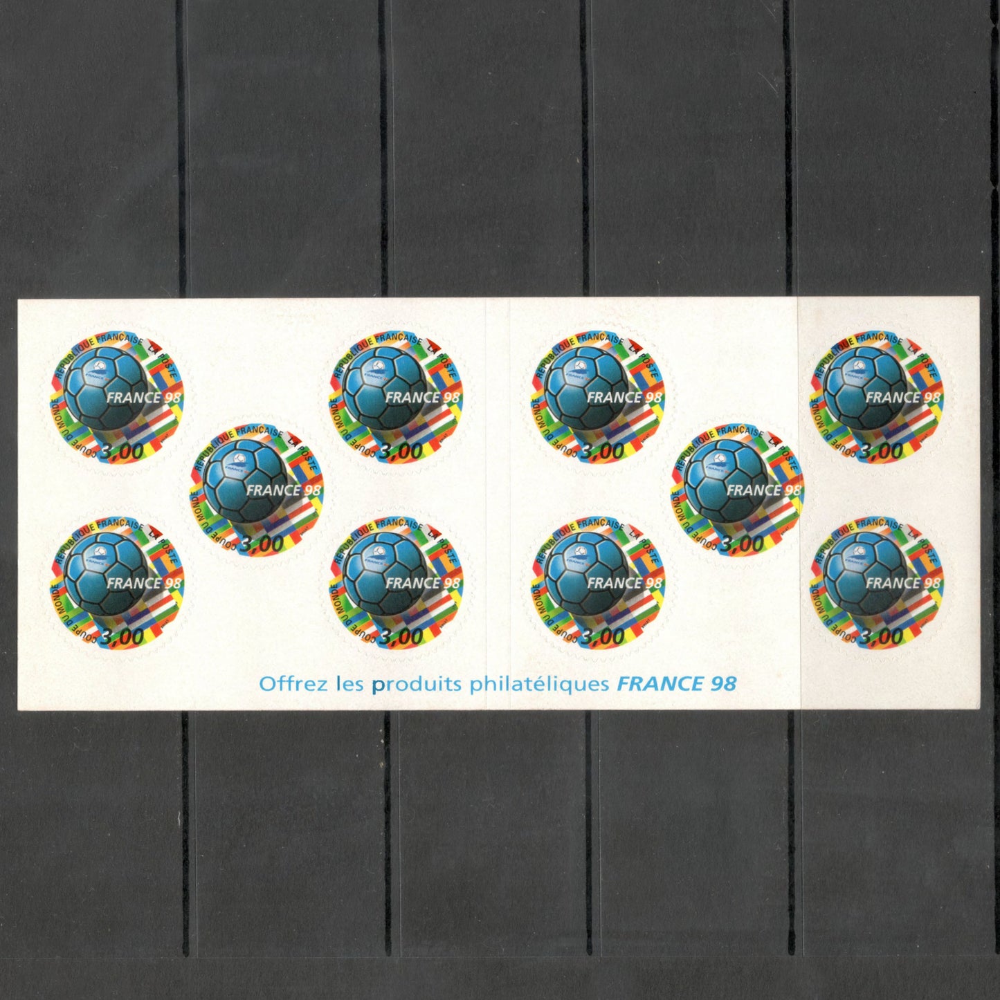 France 1998 3.00 Franc Football World Cup - France - Self-Adhesive Multicoloured Stamp Booklet