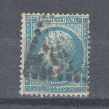 France 1862 French Empire Napoleon III 20 Centimes Blue Stamp - Perforated