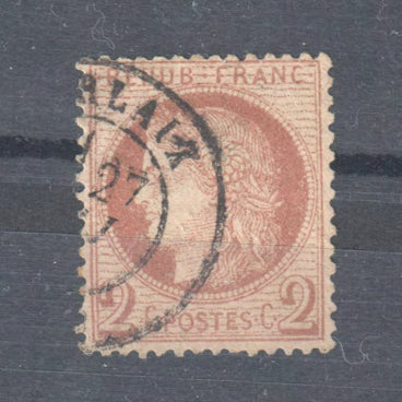 France 1872 Bordeaux - Ceres 2 Centimes Red Brown Stamp - Perforated