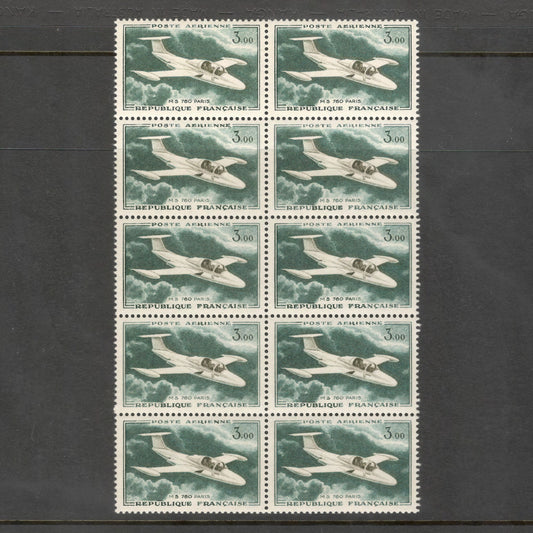 France 1960 3.00 Franc MS 760 Paris Airplane Multicoloured Airmail Stamp Block
