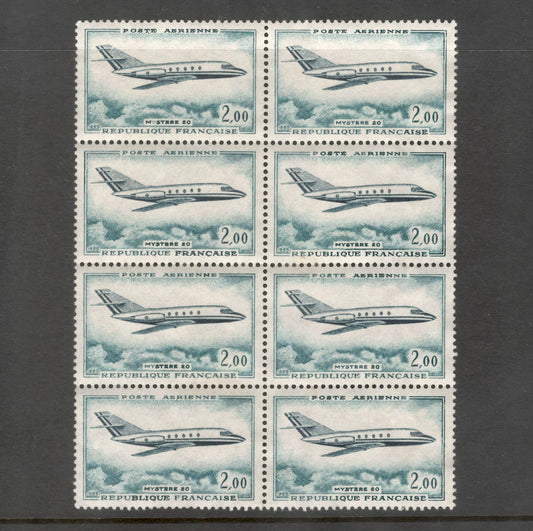 France 1965 2.00 Mystere 20 Greenish Blue Airmail Stamp Block