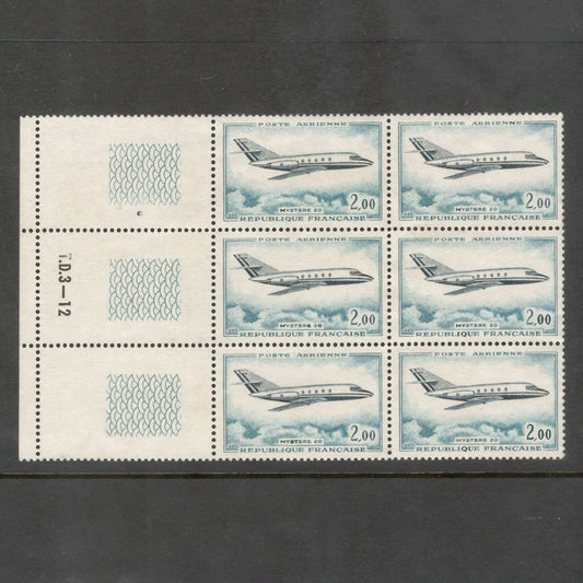 France 1965 2.00 Mystere 20 Greenish Blue Airmail Stamp Block