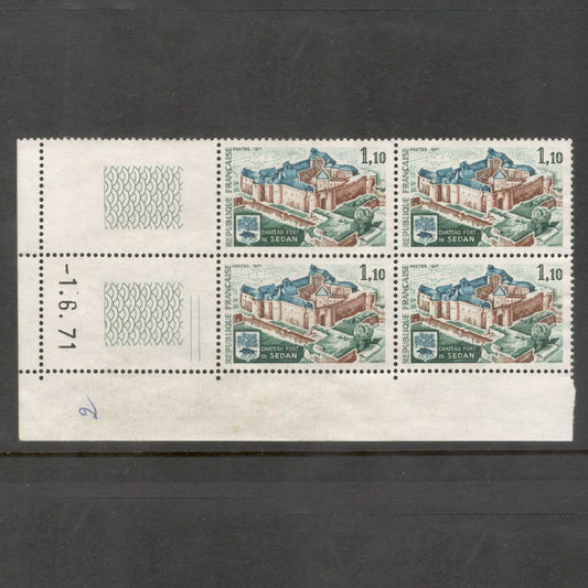 France 1971 1.10 Chateau Fort de Sedan Multicoloured Stamp Block