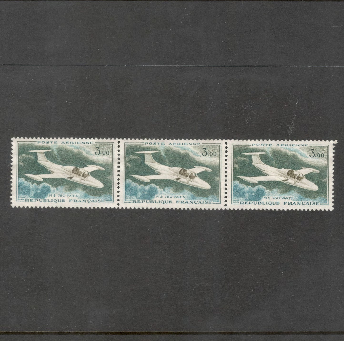 France 1960 3.00 Franc MS 760 Paris Airplane Multicoloured Airmail Stamp Strip