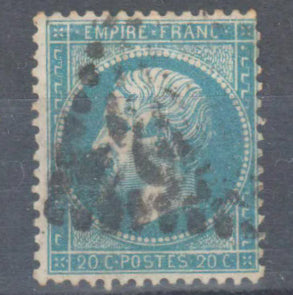 France 1862 French Empire Napoleon III 20 Centimes Blue Stamp - Perforated