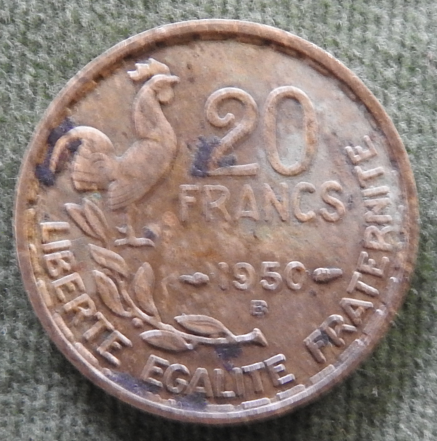 French 1950 B 20 Franc Coin - Circulated