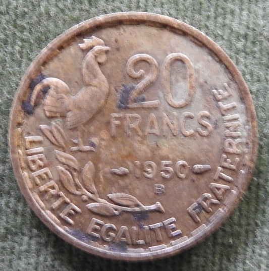 French 1950 B 20 Franc Coin - Circulated