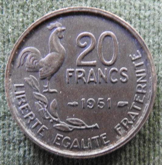 French 1951 20 Franc Coin - Circulated