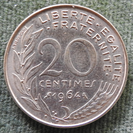 French 1964 20 Centimes Coin - Circulated