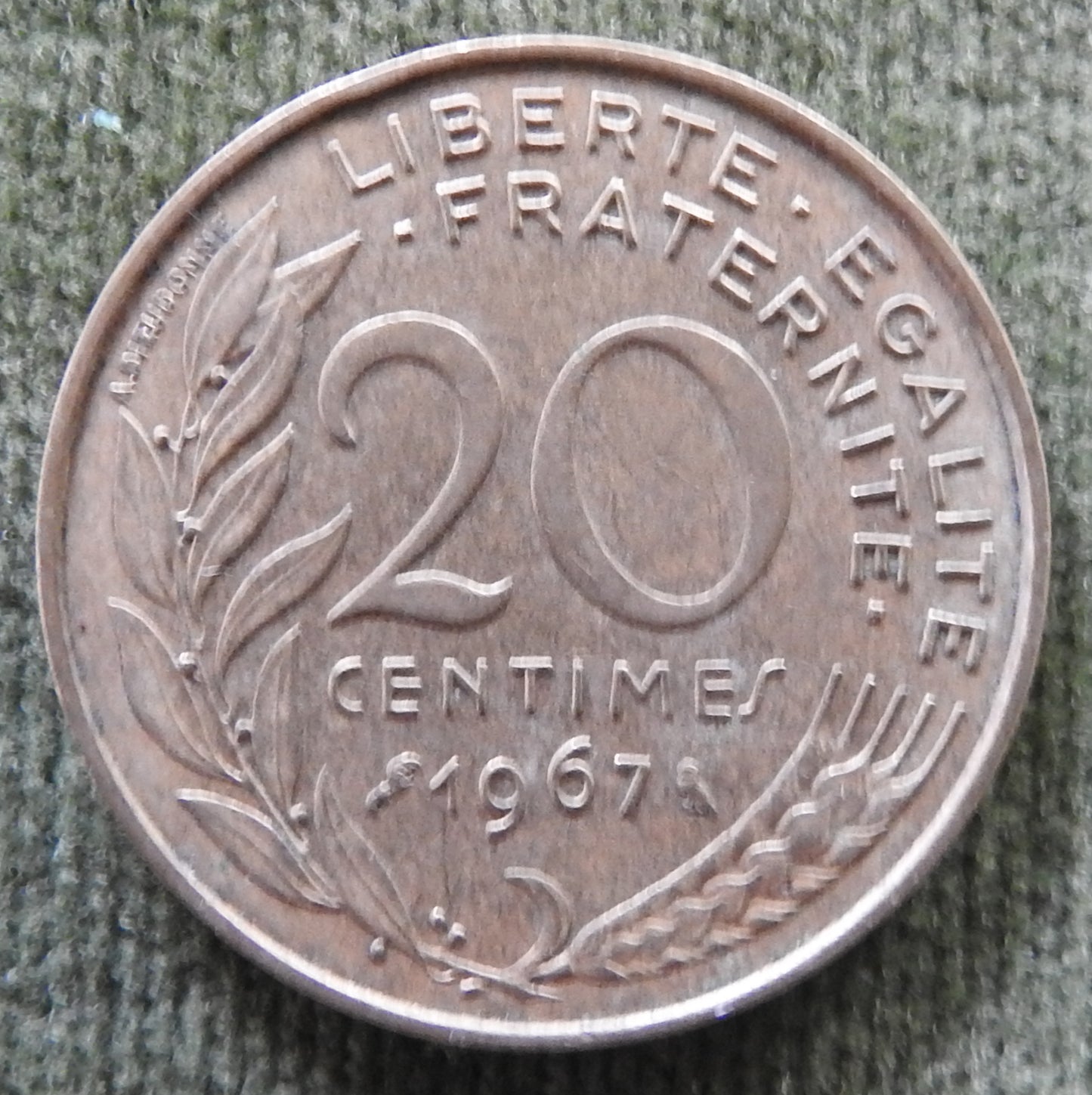 French 1967 20 Centimes Coin - Circulated