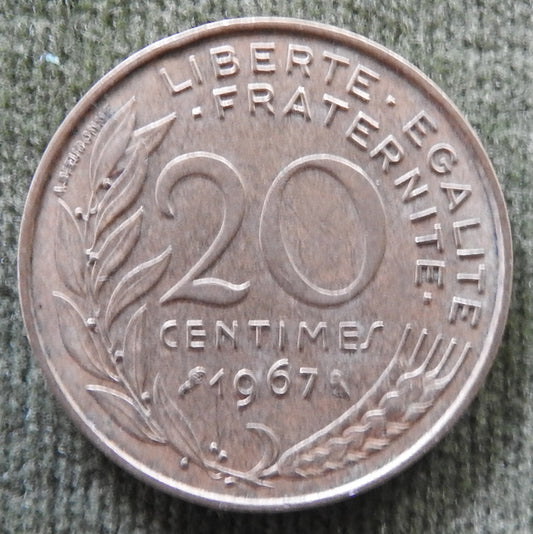 French 1967 20 Centimes Coin - Circulated