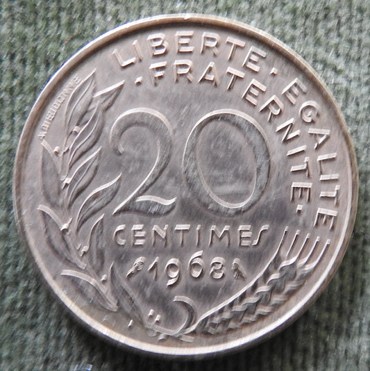 French 1968 20 Centimes Coin - Circulated