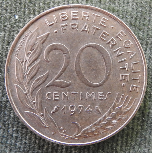 French 1974 20 Twenty Centimes Coin