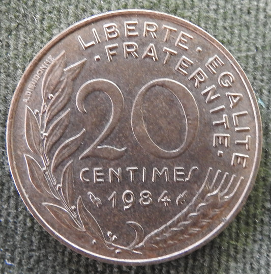 French 1984 20 Centimes Coin - Circulated