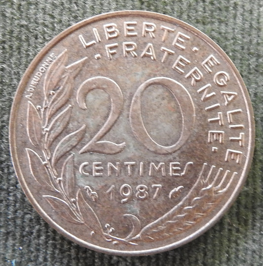 French 1987 20 Twenty Centimes Coin