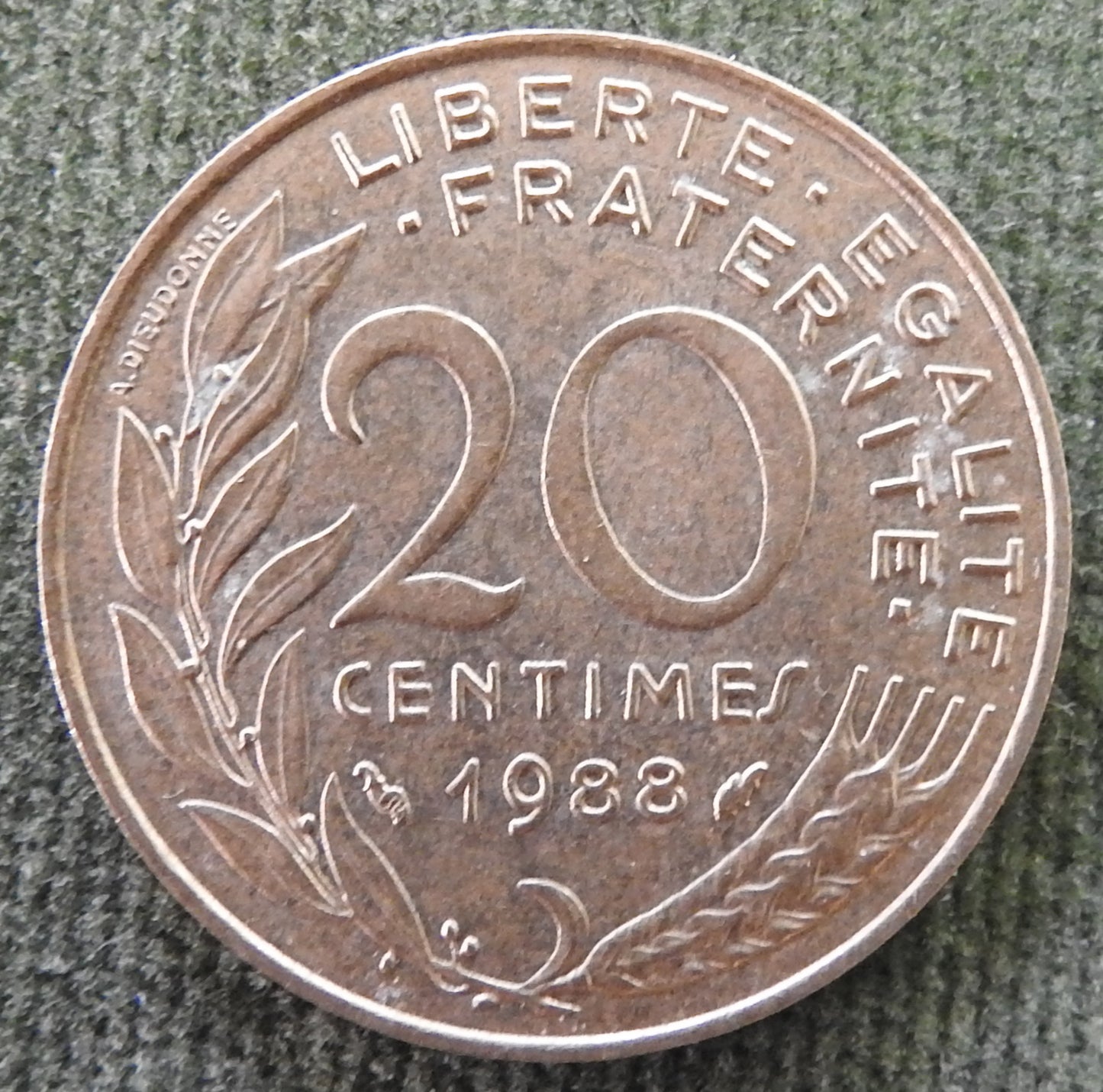 French 1988 20 Twenty Centimes Coin - Circulated