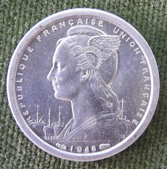 French Equatorial Africa 1948 1 Franc Coin Mariane's Head Wearing A Winged Phrygian Cap