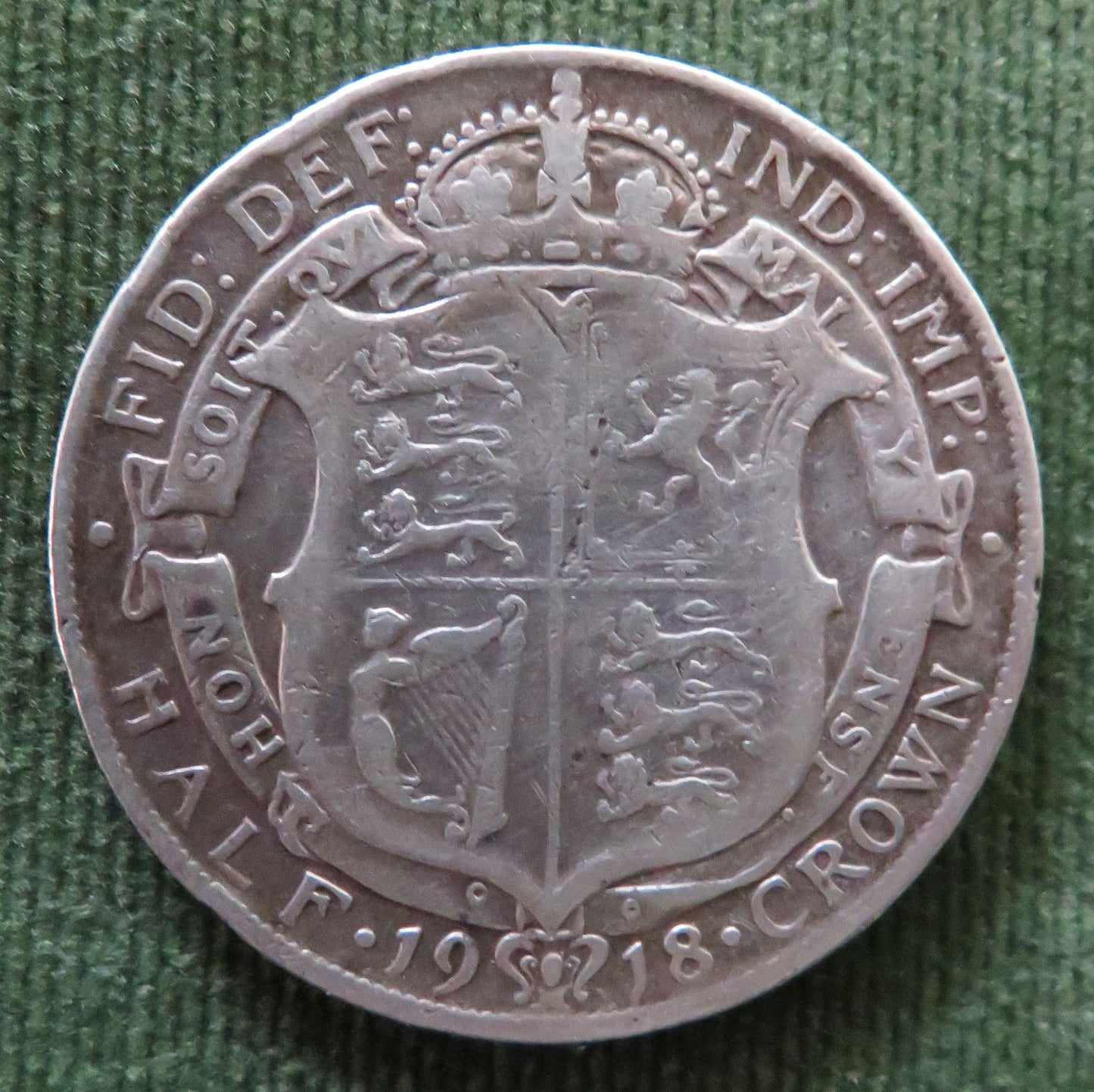 GB England 1918 1/2 Crown Coin - VF