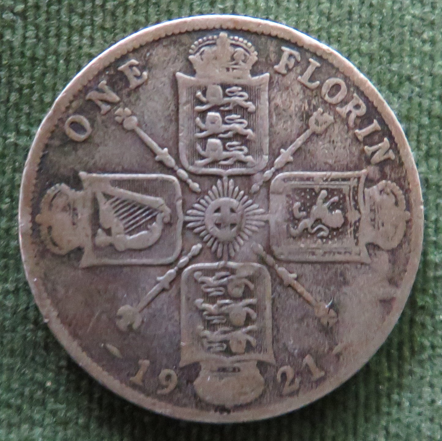 GB England 1921 Florin Coin - F