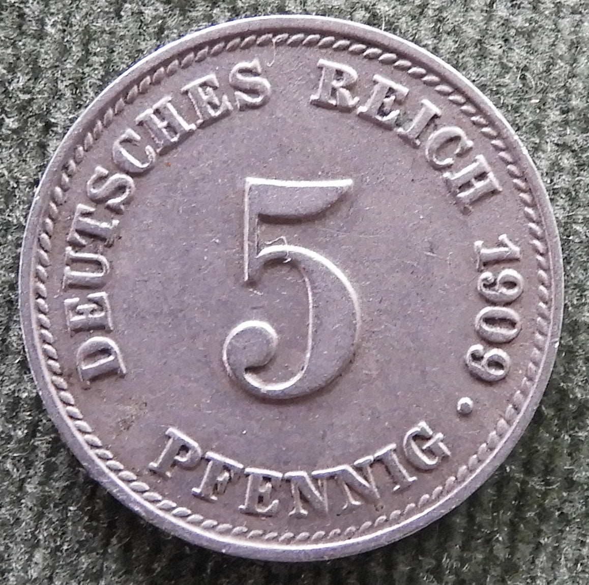 Germany 1909 D Munich 5 Pfennig Coin Kaiser Wilhelm II - Circulated