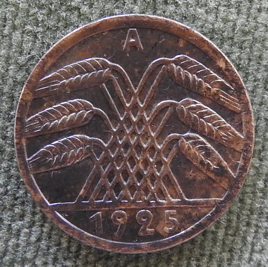 Germany 1925 A 5 Pfennig Duetsches Reich Coin
