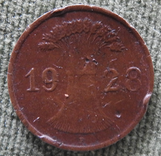 Germany 1928 F 1 Pfennig German Empire Coin - Circulated