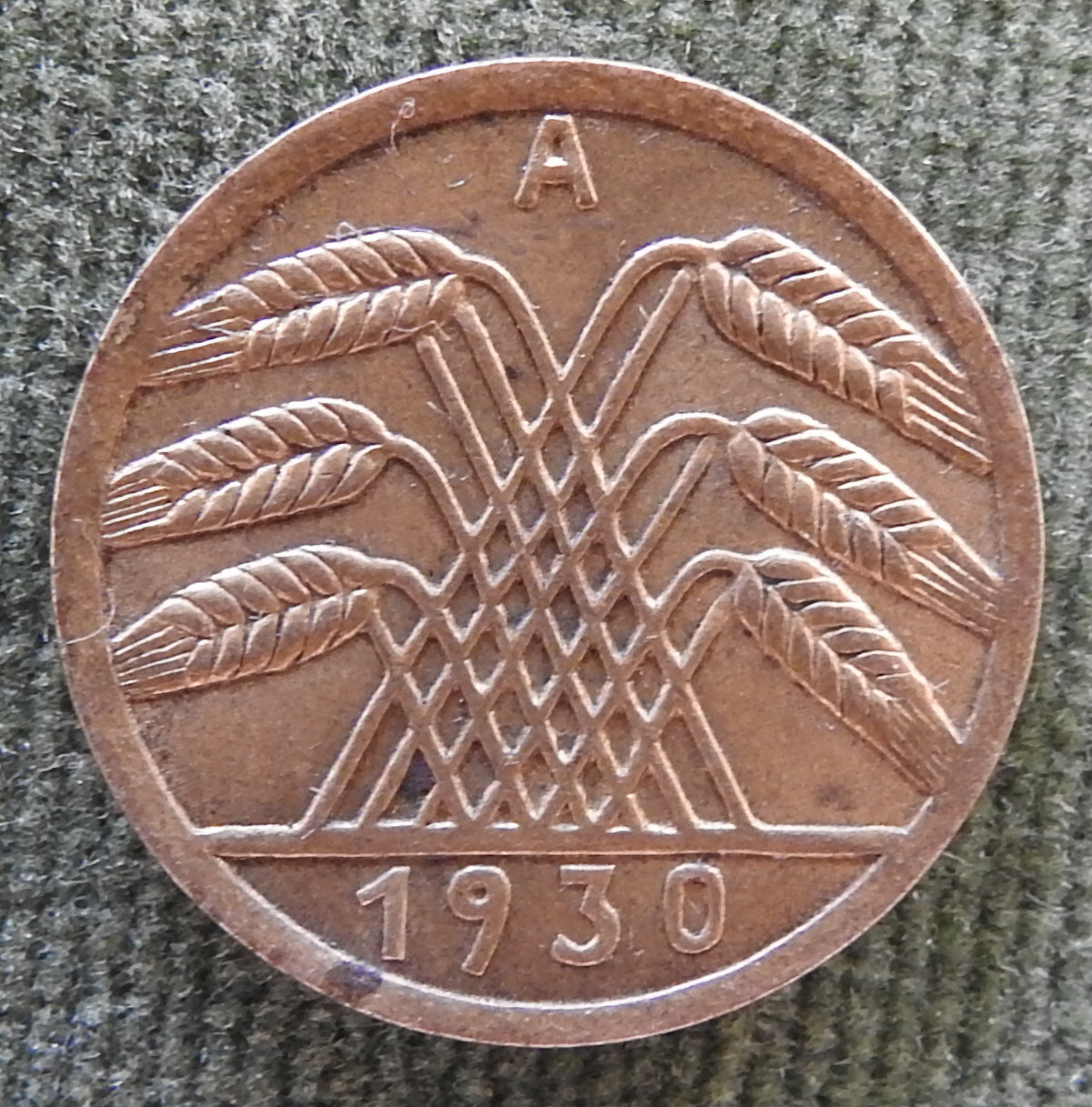 Germany 1930 A 5 Pfennig Coin Wheat Ears